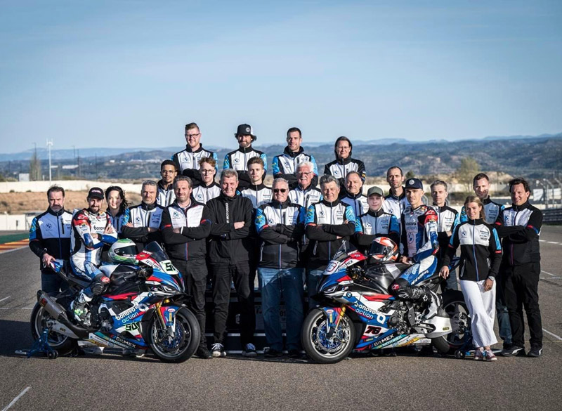 Das Bonovo action BMW Racing Team beim 1. Rennen der WorldSBK 2022 in Aragon, Spanien