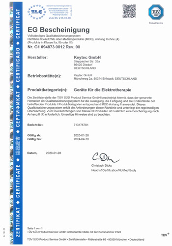 EG-Bescheinigung der TÜV Süd Product Services GmbH