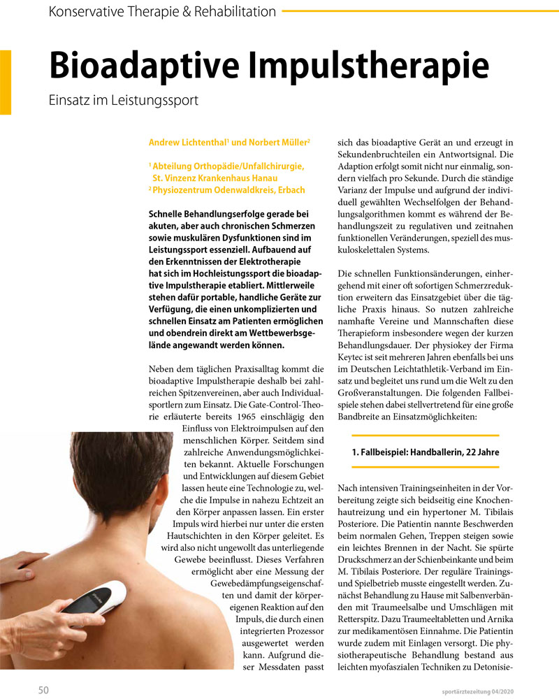 Bioadaptive Impulstherapie in der sportärztezeitung 04/2020